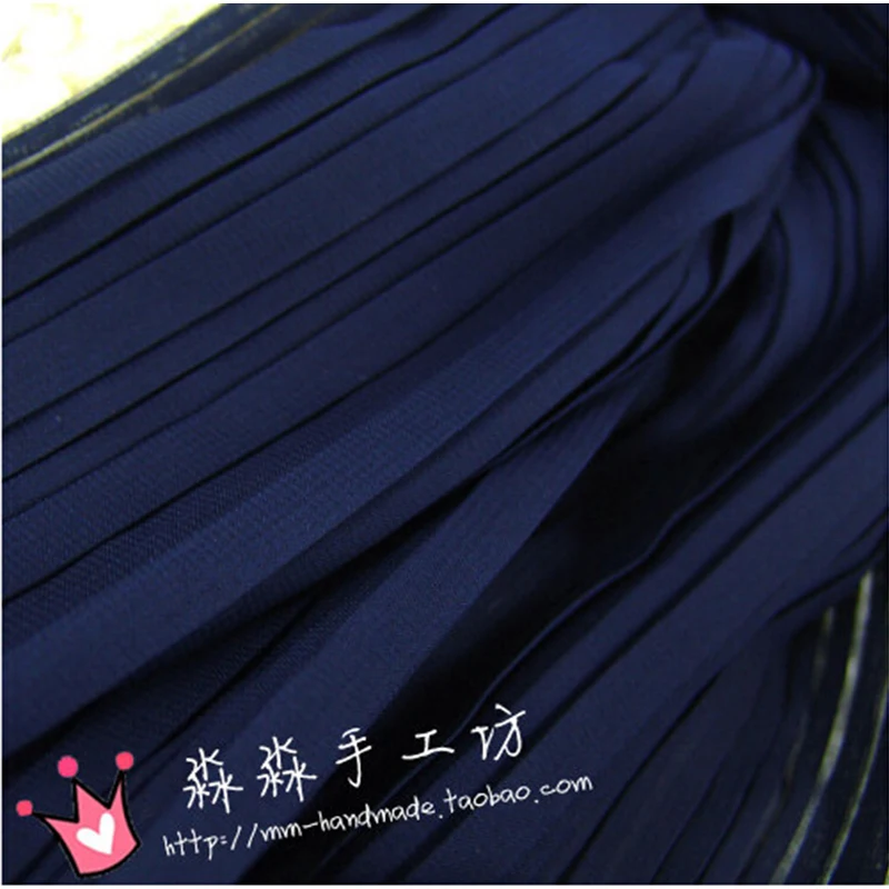 

High Qulity Textile fabrics Dark Blue Organ Plait Crinkle Chiffon Lace Fabric Wholesale Pleated Navy Blue Dress