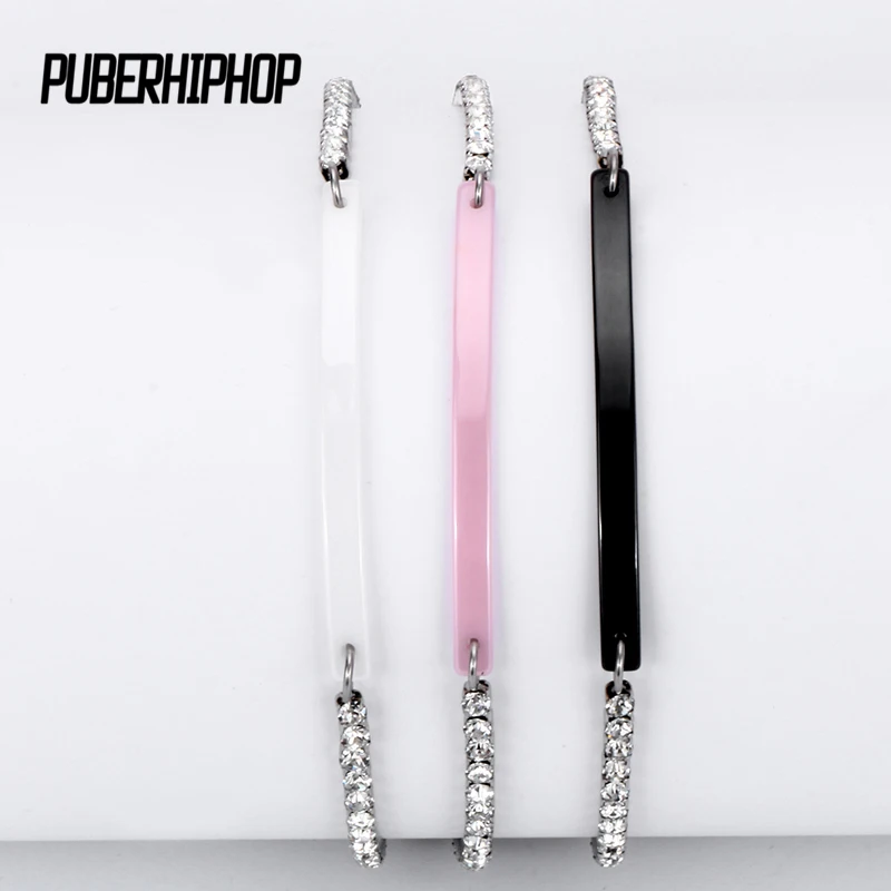2018 New Fashion Ceramic Crystal Love Gold Stainless Steel Bracelet Pink White Black Bracelets Bangles for women Wholesale