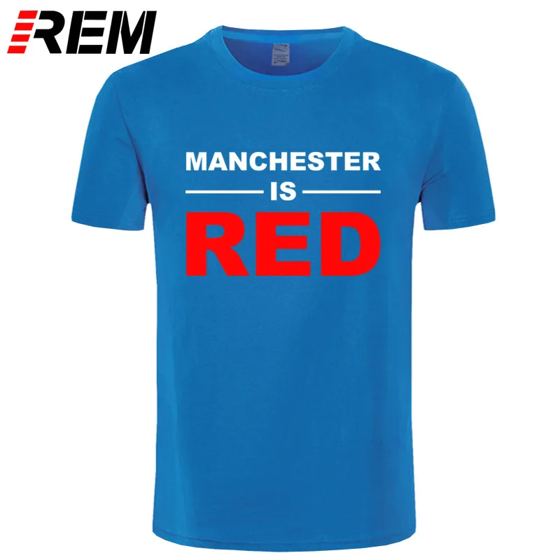 REM Летний стиль Великобритания красного цвета с принтом букв T рубашки мужские хлопковые Манчестер футболки мужские футболки Camisa Masculina