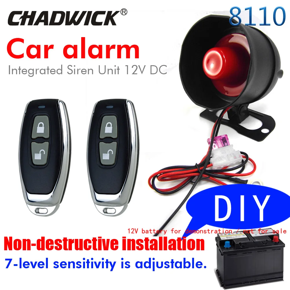 

BIUYEE M818110 DIY Car accessories Non-destructive installation Burglar car Alarm System shock warning siren sound alound 12V DC