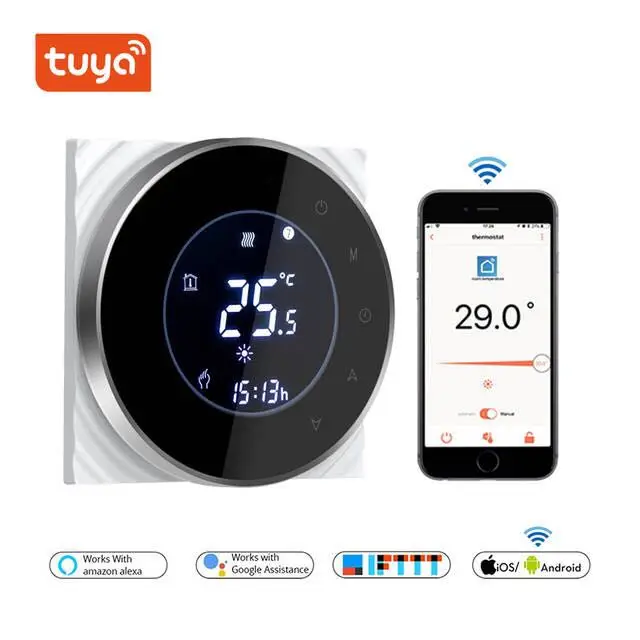 

WiFi Thermostat for Gas Boiler Floor Heating Smart Temperature Controller 3A with 5+2 Six Periods Programmable Function TUYA APP