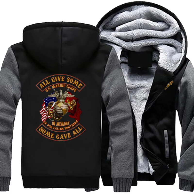 Личность США морской корпус Пальто Повседневная мода с капюшоном на молнии толстовки осень зима мужские куртки - Цвет: Grey