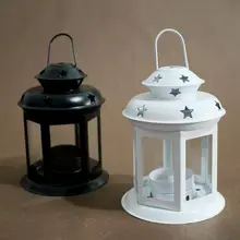 

Europe Metal White Black Candle Stand Iron Barn Lantern Candle Holders Christmas Wedding Centerpiece Candlestick Decoration