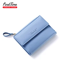 FINDTIME Small Women Zipper Wallet Female Fashion Lady Wallet Short Solid Color Change Purse Hot Female Clutch Carteras Female