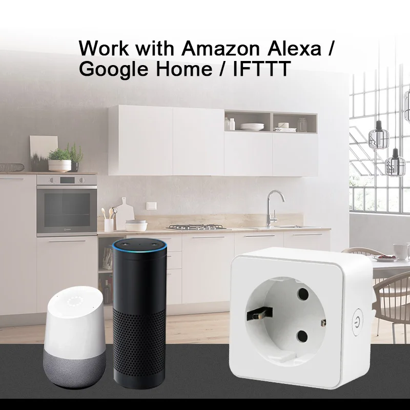 

Tuya Wifi Smart Socket EU 220V Wireless Light Outlet Timer Remote Control Support Amazon Alexa and Google Home for smart home