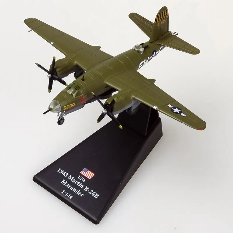 

AMER 1/144 Scale Military Model Toys World War II B-26 Marauder Bomber Fighter Diecast Metal Plane Model Toy For Gift/Collection