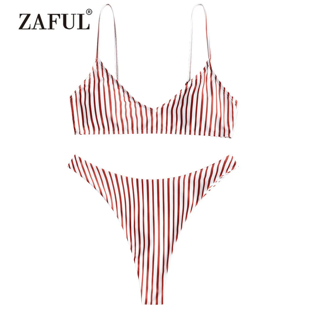 Женский купальник бикини с высоким вырезом в полоску|swimmingsuit| |
