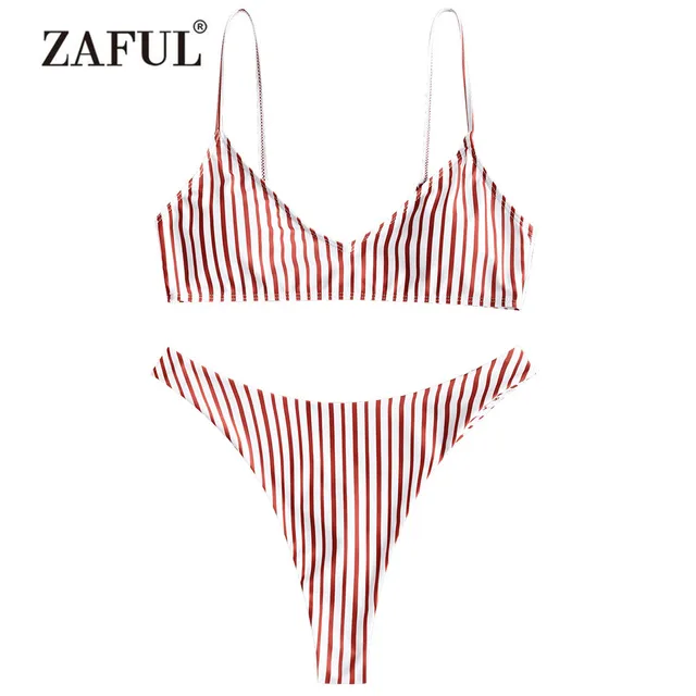 Best Offers ZAFUL Bikini Women's Swimsuit High Cut Striped Thong Bikini Set Two Piece Swimwear Spaghetti Straps Padded Cami Swimming Suit Best Offers ZAFUL Bikini Women's Swimsuit High Cut Striped Thong Bikini Set Two Piece Swimwear Spaghetti Straps Padded Cami Swimming Suit