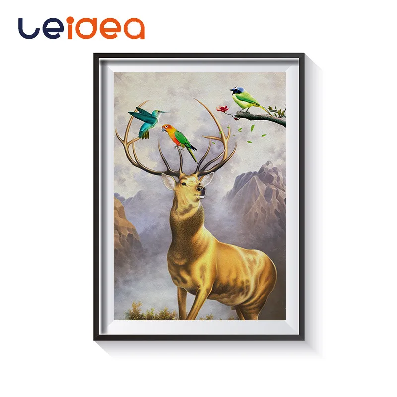 

Frameless Painting By Uumbers Animal Hand Painted Canvas Cartoon Drawing DIY Oil Painting By Numbers 40*50cm Deer