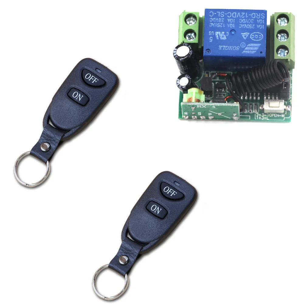 

DC 12V Wireless Remote Control Light Switch 10A Relay Output Mini 1 Channel Receiver + 50-500M Transmitter Fixed Code