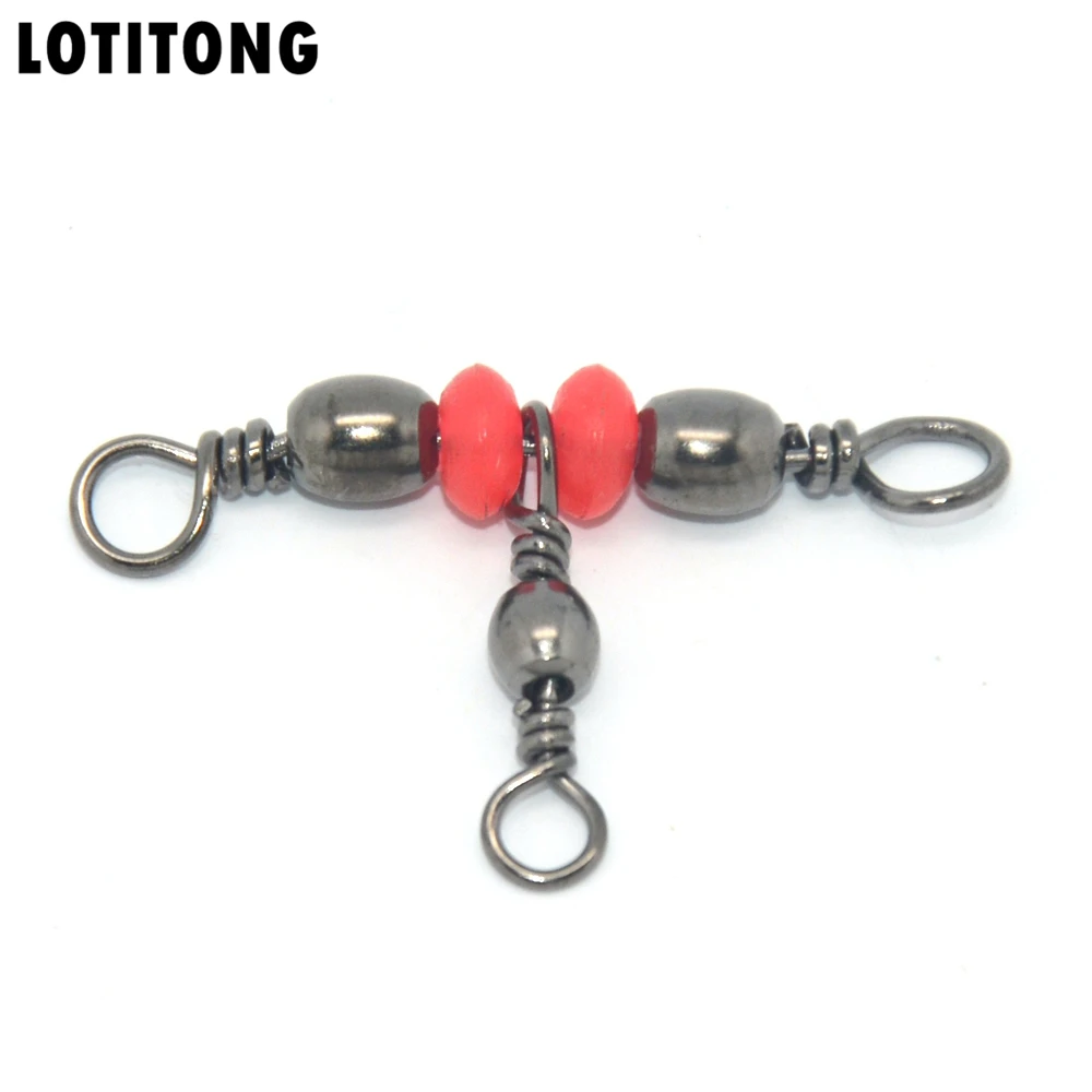 LOTITONG 20Pcs 3 Way Brass Rolling Barrel Swivel Fishing Line Sinker Slides  Hook Shank Clip Connector Swivels