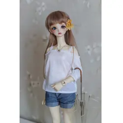 MagiDeal/белые топы с открытыми плечами, Короткие штаны для 1/3 BJD кукла, повседневная одежда