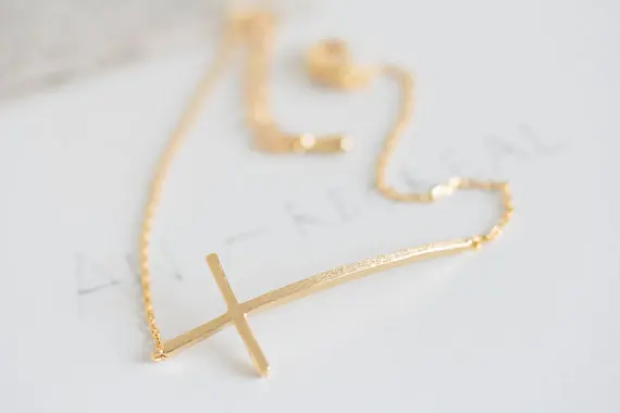 18k gold long religious convex cross bracelets.jpg