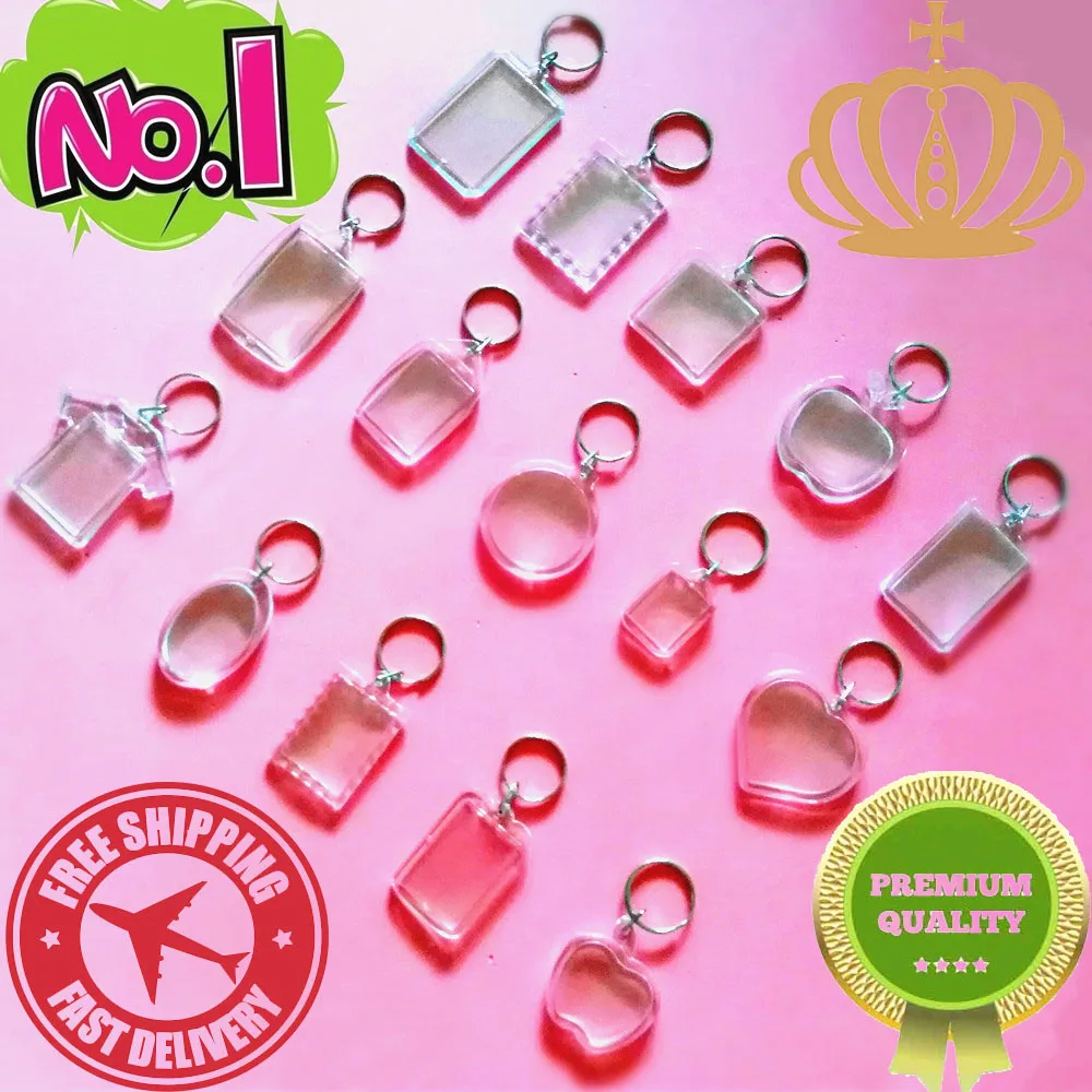 5pcs/lot Blank Acrylic Keychains Insert Photo plastic Keyrings Square Key Rectangle heart circular accessories | Украшения и