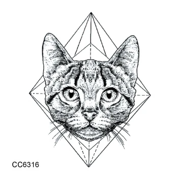 Rocooart Cc6316 6x6cm Kitten Cat Head Temporary Tattoo Sticker Vintage Old School Style Body Art Water Transfer Fake Tattoo Taty Tattoo Sticker Temporary Tattoo Stickerbody Art Aliexpress