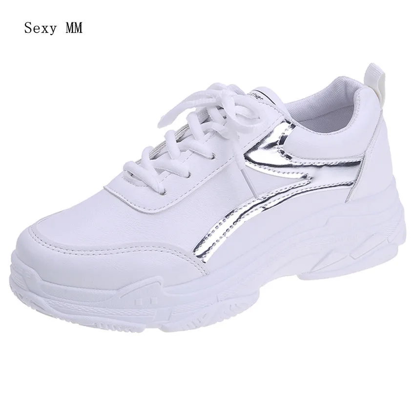 

Platform Flats PU Leather Women Trainers Breathable Lace-Up Shoes Woman Casual Skate Walking Flat Shoes Zapatillas Mujer