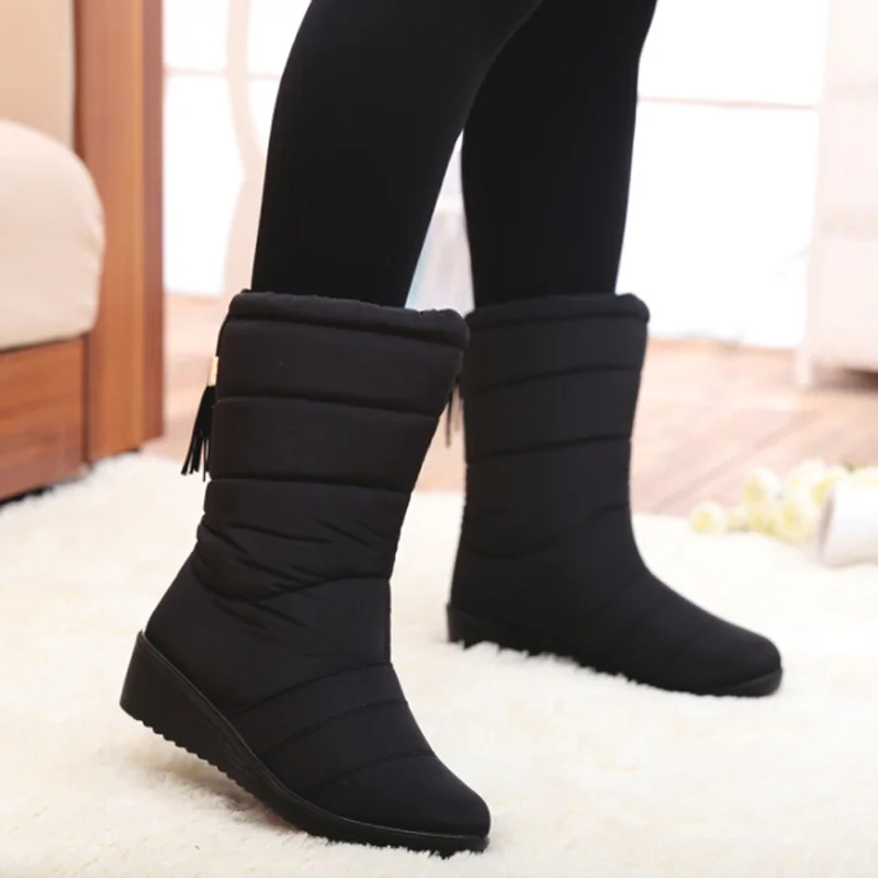 

Winter Women Boots Mid-Calf Down Boots Female Waterproof Ladies Snow Boots Girls Winter Shoes Woman Plush Insole Botas Mujer