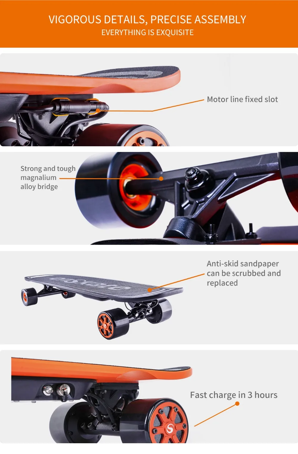 EnSkate Woboard Электрический скейтборд Лонгборд Пульты дистанционного Управление 4 колеса два двигателя 500 W с светодиодный Экран 4 Скорость