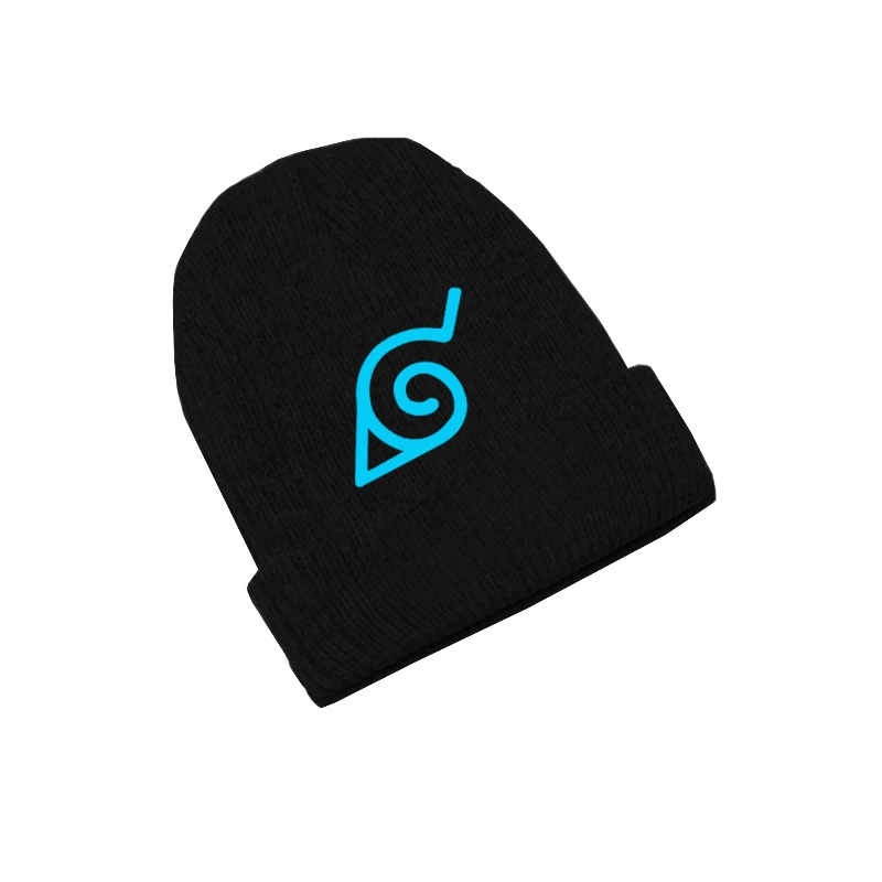 Светящиеся в темноте модные унисекс аниме Hokage Konohagature Leaf Beanie хлопок трикотажные Лыжные Skullies Хип-Хоп Мешковатые шапки Косплей шляпа подарок - Цвет: Black Noctilucence