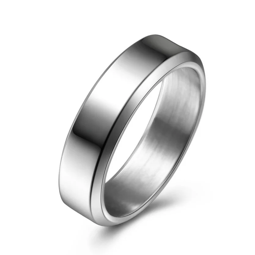 Anillo de titanio de acero negro para hombres, anillo de compromiso de acero quirúrgico, talla estadounidense 7 11 #|Anillos| - AliExpress