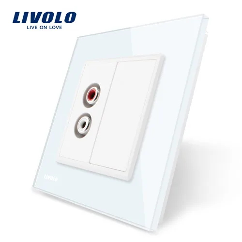 Livolo luxury Wall Touch Sensor Switch,Light Switch,smart switch,Crystal Glass,Power Socket,multifunctional sockets - Цвет: Audio Socket no logo