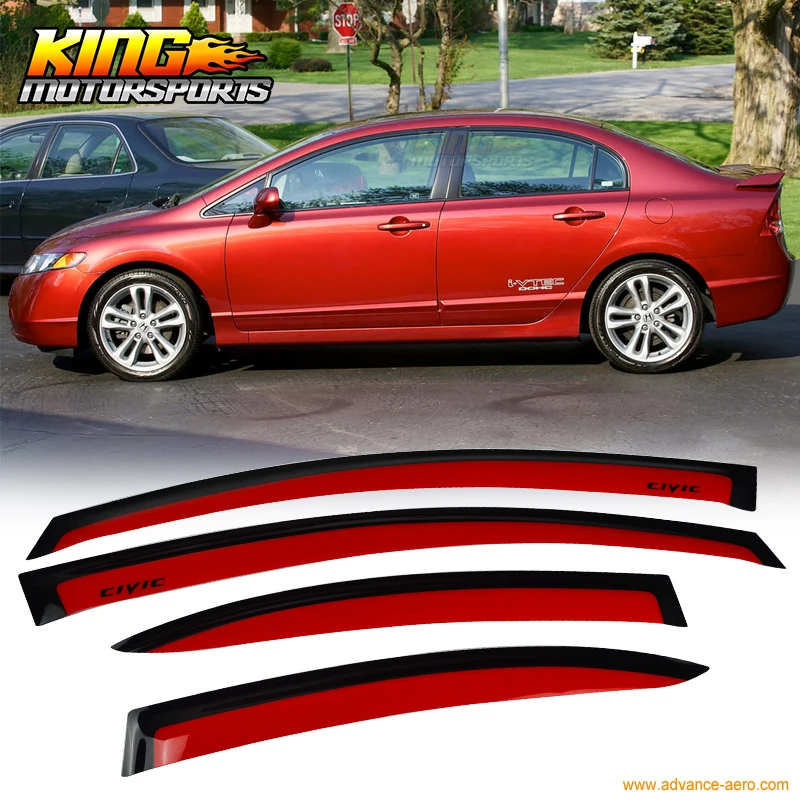 Для 06-11 Honda Civic Acura CSX 4D Sedan JDM оконные солнцезащитные дефлекторы Rallye Red# R513