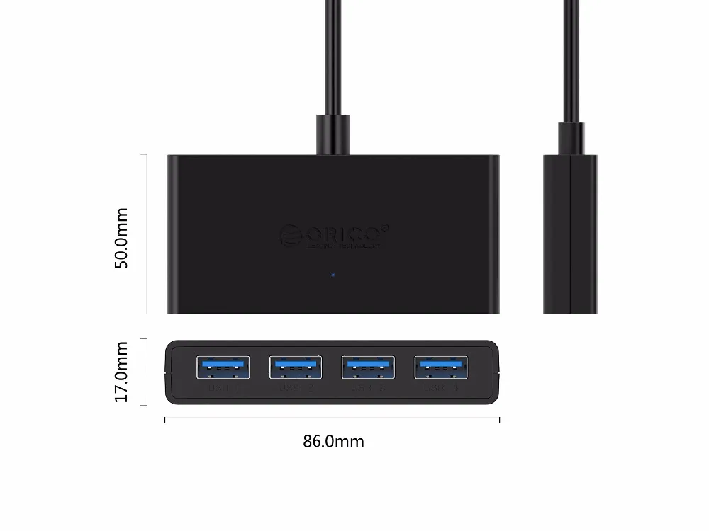 ORICO Mini USB 3,0 концентратор 4 порта питание OTG с микро USB интерфейс питания для MacBook ноутбук планшет компьютер OTG usb-хаб