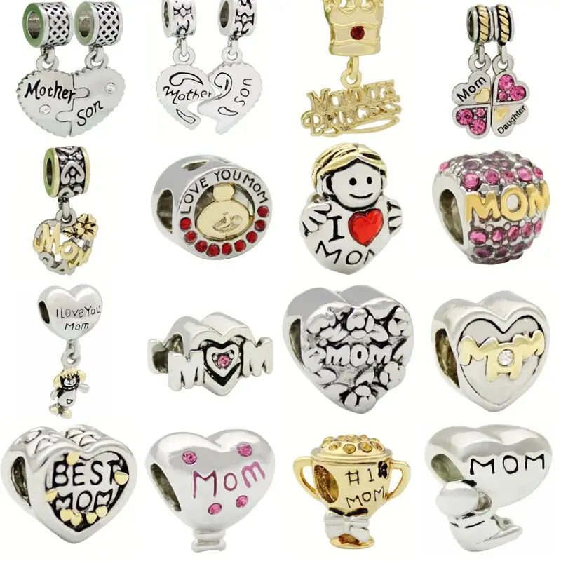 

Mom, Mother's Day. child. Rhinestones. Trophy Charm beads fit Pandora charm bracelet