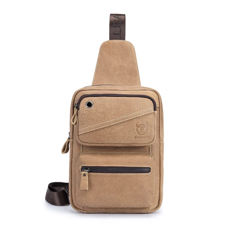 

Bullcaptain Chest Bag Men Clasp Genuine Leather Bag Messenger Bag Fashion Men'S Bags Genuine