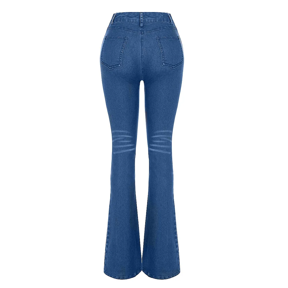 Женские джинсы с высокой талией, мягкие удобные джинсы с дырками, женские Стрейчевые узкие расклешенные брюки, женские джинсы mujer