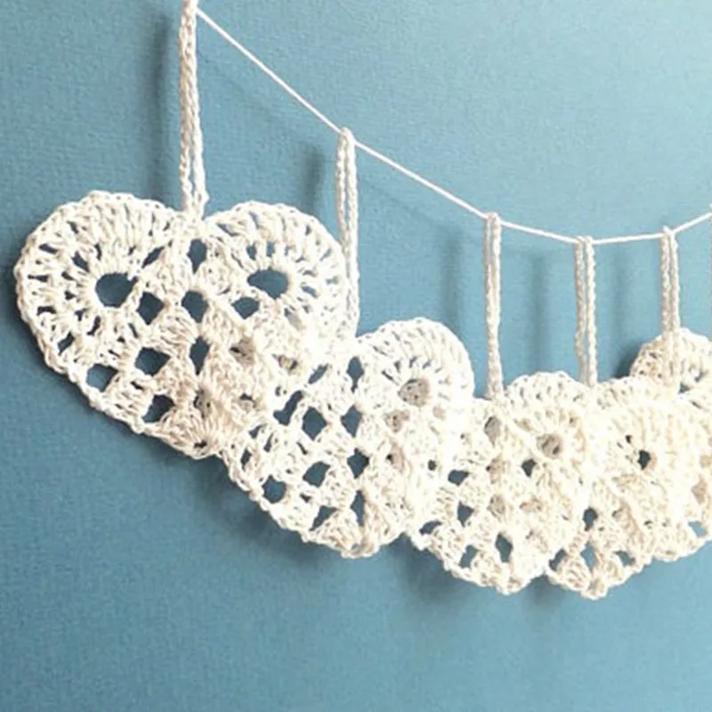 White lace hearts decorations Wedding decorations crochet hearts white
