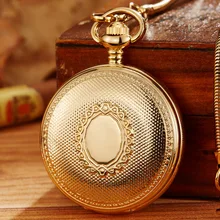 

Vintage Copper Material Top Brand Skeleton Mechanical Pocket Watch Mens Fob Chain Golden Automatic Sculpture Women Men Watch Gif