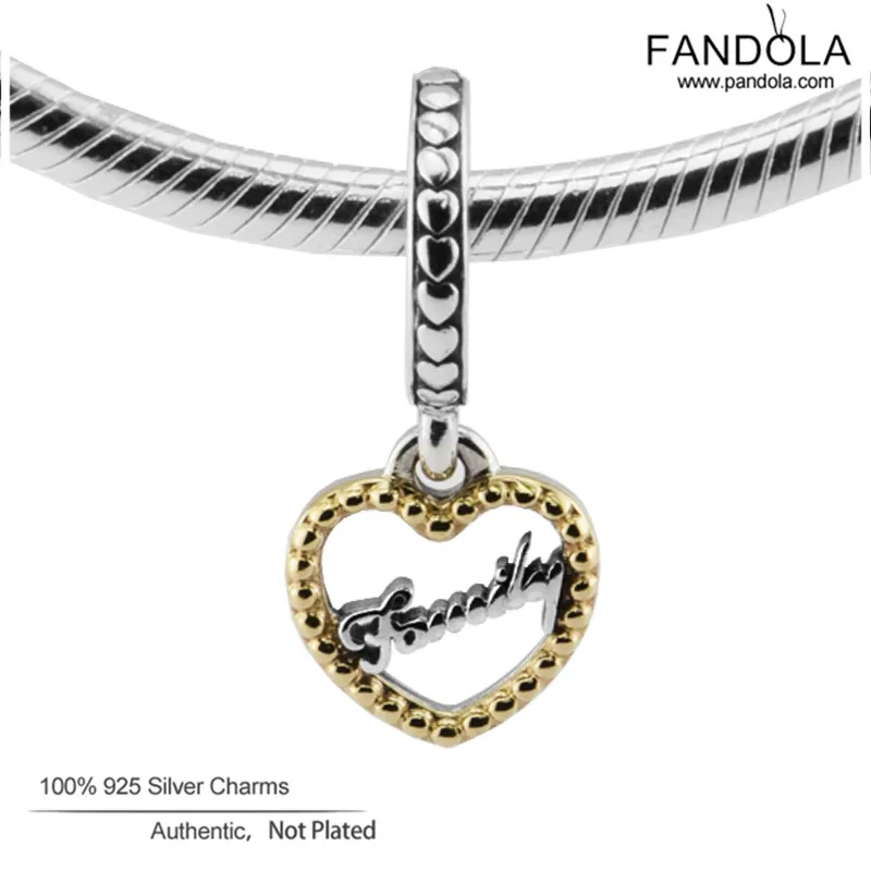 

Real 14K Gold Dangle Charms Fits Original Bracelets 925 Sterling Silver Loving Family Hanging Beads for Jewelry Making Wholesale