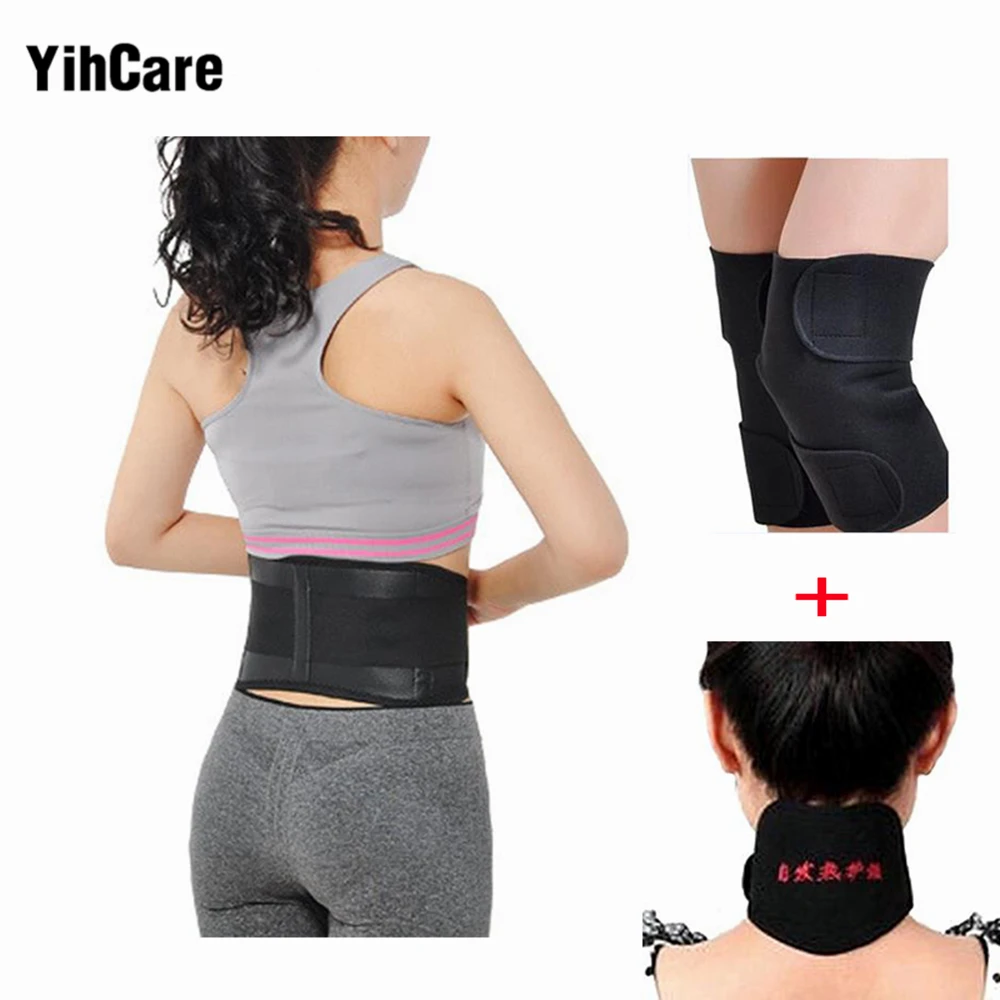

YihCare 4Pcs/set Self-heating Waist Support Tourmaline Belt Back Magnetic Therapy Neck Guard Knee Pad Thermal Protection Kneepad