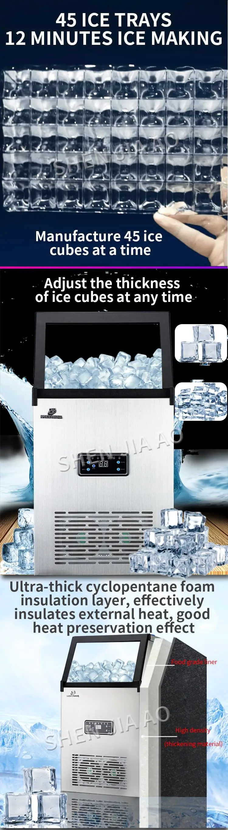 70 кг/24 ч льда производства коммерческий льдогенератор Электрический лед производитель кубиков для чайного магазина/бара/большой емкости машина для производства льда