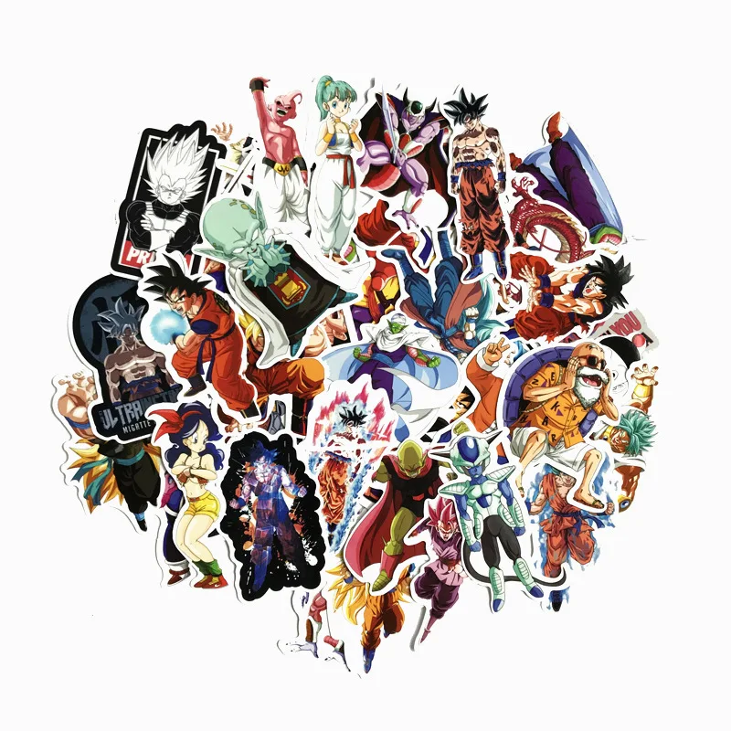

60pcs PVC Mixed Dragon ballMarvelous figure The Avengers Stickers for Car Styling Bike Motorcycle Phone Funny Sticker JDM Decals