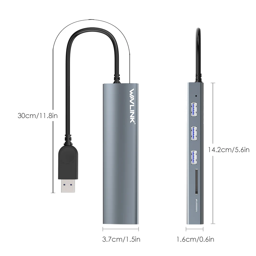 Wavlink usb-хаб USB 3,0 концентратор переходник разветвитель SD/Micro SD TF кардридер портативный для samsung Galaxy S9/S8 Macbook ноутбук планшет