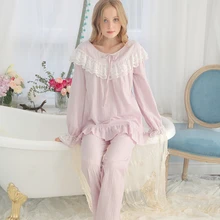 Cotton Pajamas Women Vintage Sleeping Clothes Ladies Pajama Sets Spring Autumn Sleepwear Suit Fashion Long sleeved Women’s Sleep