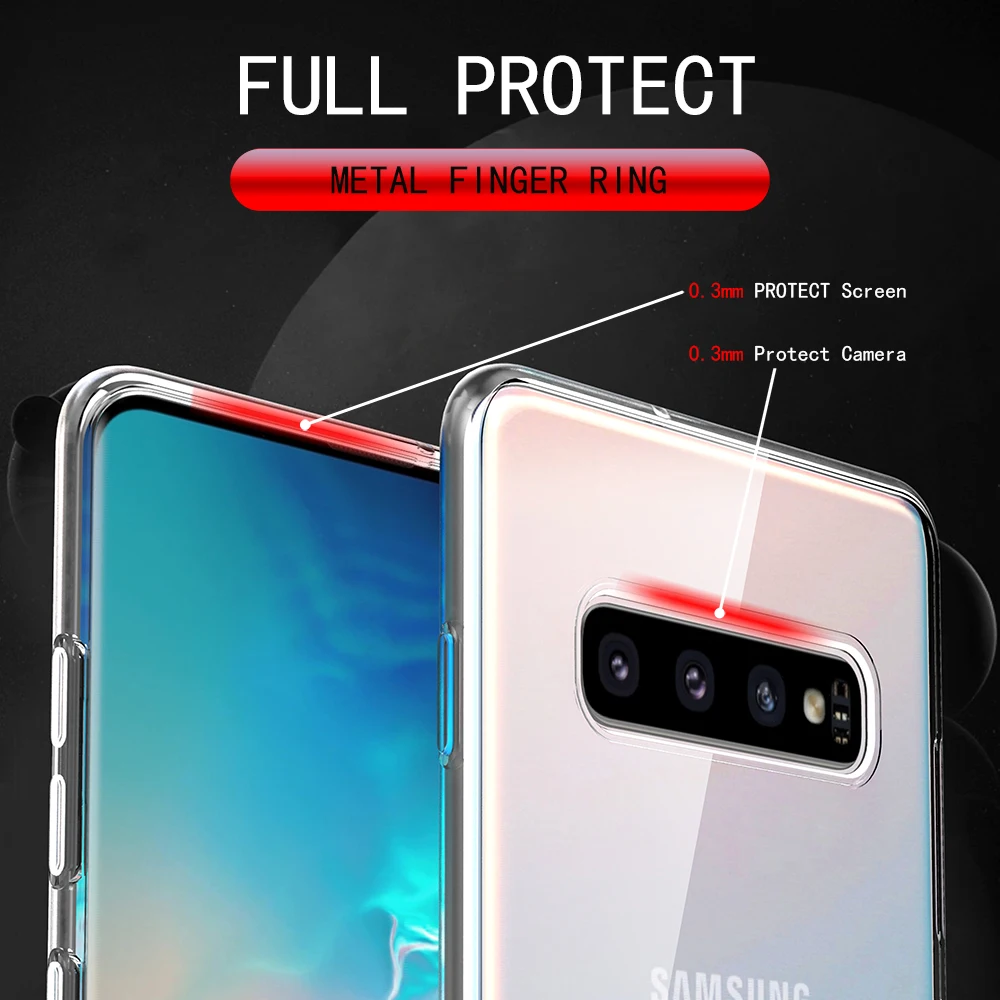 For Samsung Galaxy S10 5G S10 S9 S8 Plus Note 9 Note 8 A7 A9 2018 S10e M20 M30 Case Cover Soft Silicone Ring Holder Coques