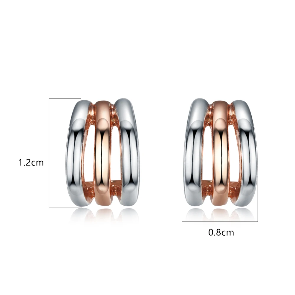 Viennois New Silver & Rose Gold Color Metallic Stud Earrings for Women Triple layers Semicircle Small Earring Trendy Jewelry