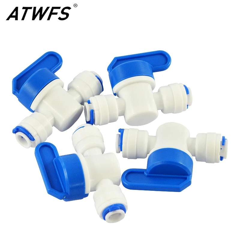 

ATWFS 2pcs Equal Straight OD Tube Ball Valve Quick Connect Fitting 1/4-Inch by 1/4-Inch OD Valve Start RO Water System