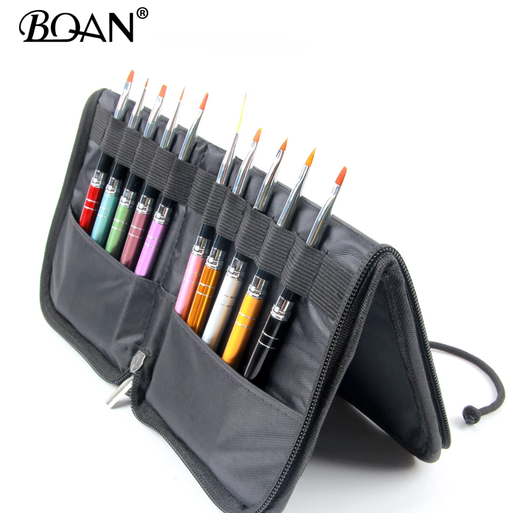 BQAN держатель кисточки для ногтей чехол для хранения сумка Косметическая Ручка черный макияж маникюр Дизайн ногтей инструмент аксессуар