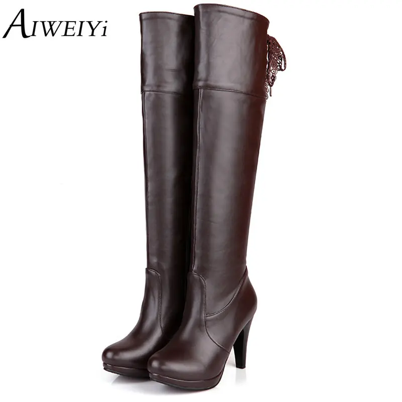 Aliexpress.com : Buy AIWEIYi Women Thigh High Boots PU