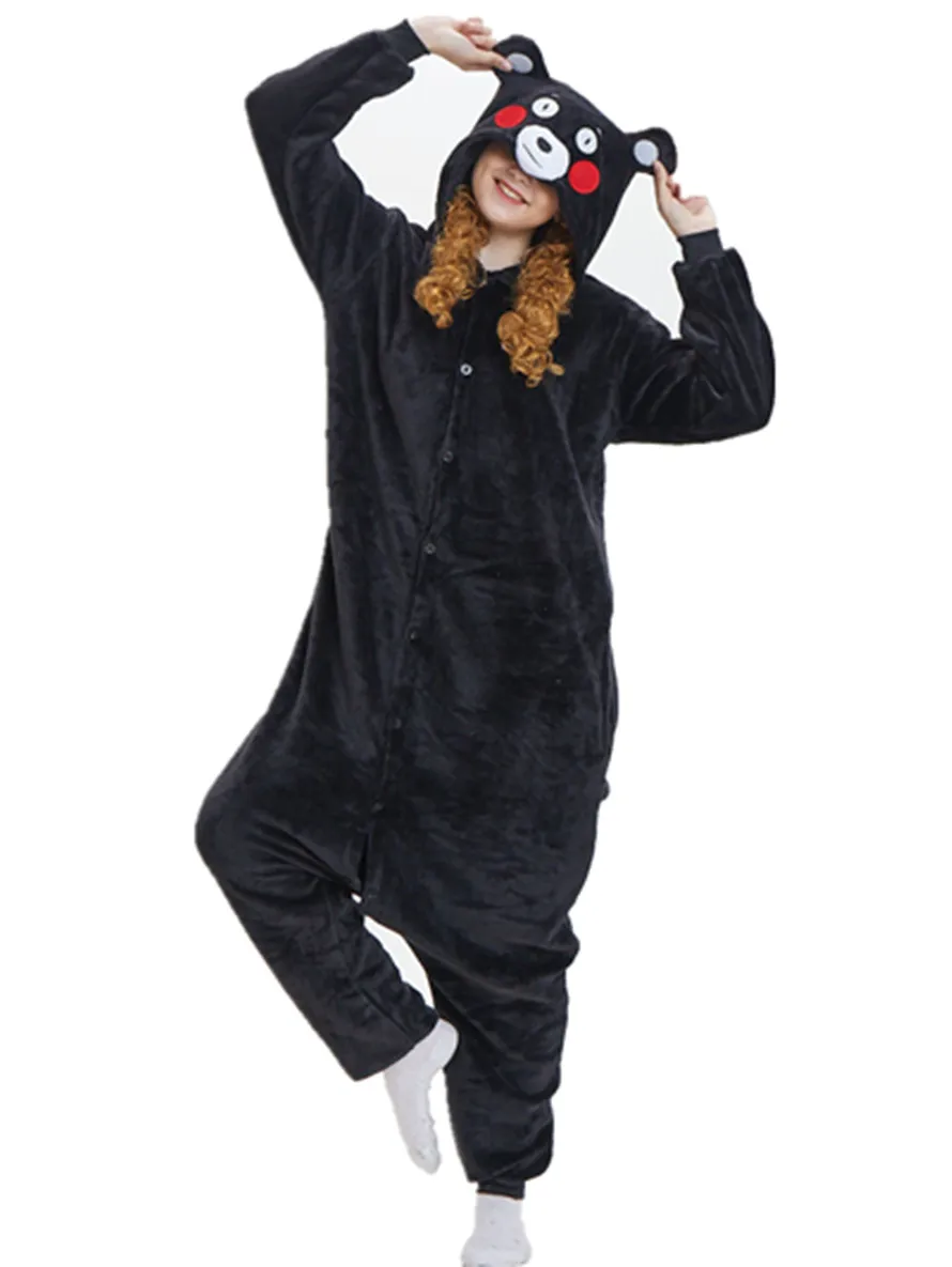 Унисекс для взрослых Kigurumi пижамы Onesie1 Костюм Животного Пижамы Kumamon медведь 2018 Бесплатная доставка