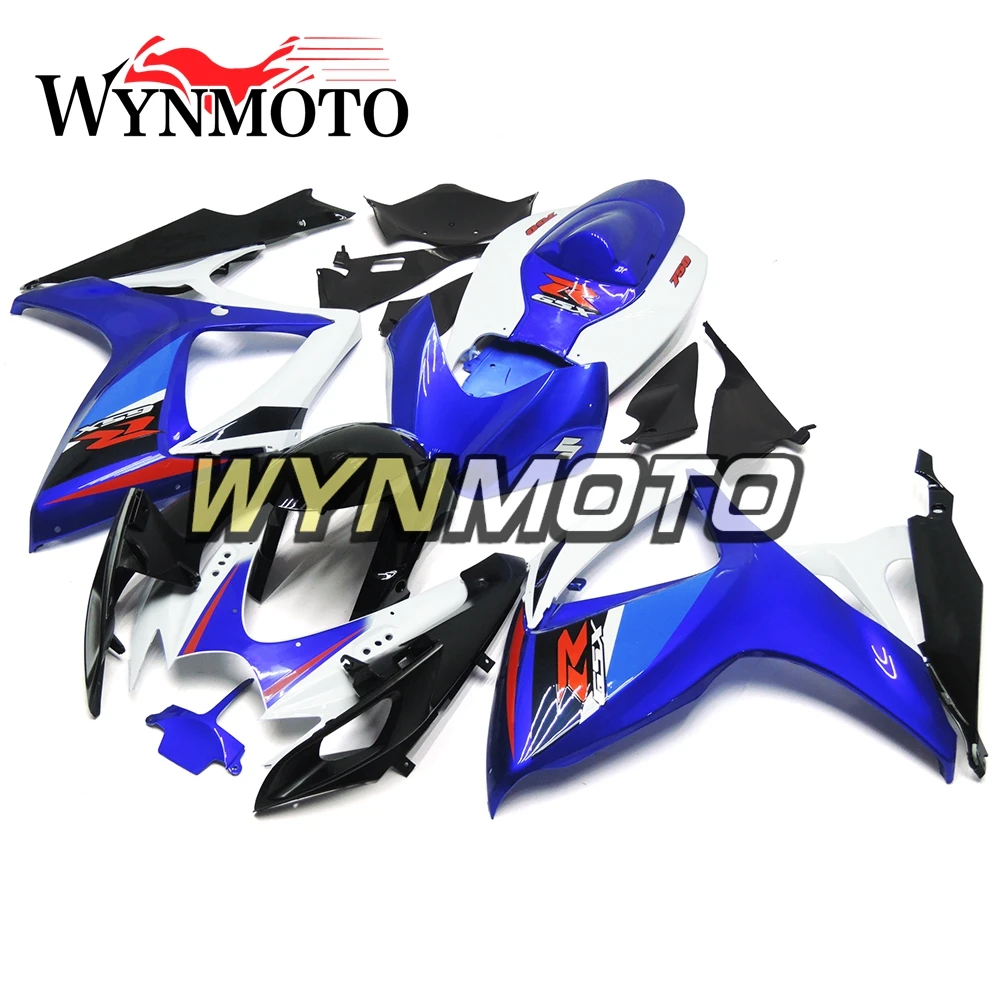 Выполните обтекатели комплект для GSXR600 750 06-07 2006 2007 K6 впрыск АБС пластмасса белый сине-черный, сверкающий Кузов обтекатель для корпуса