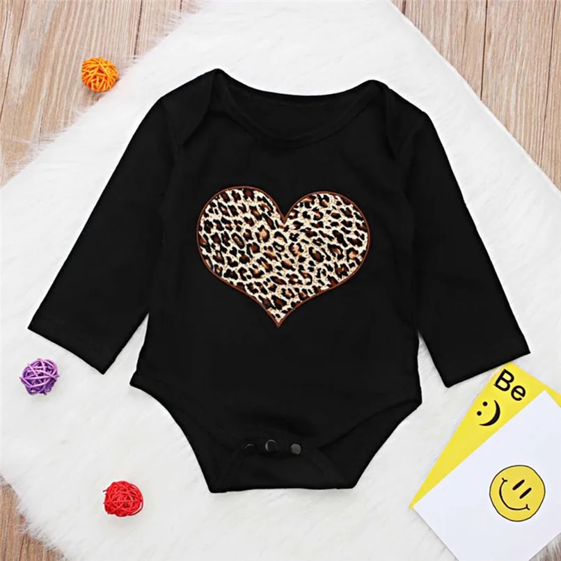 Babys Girls Clothes Toddler Infant Baby Girl Leopard Heart Printed Long Sleeve Jumpsuit Romper Clothes Baby Girls Romper JY03#F (4)