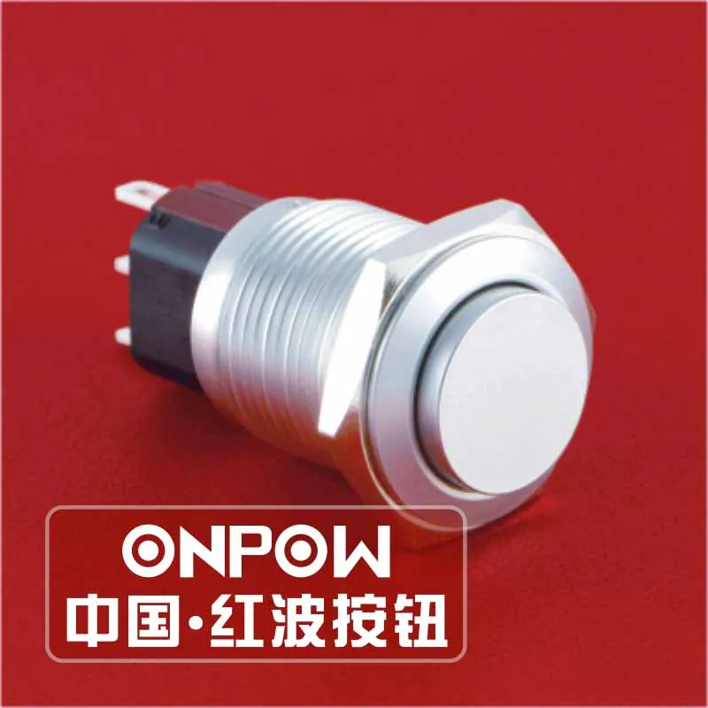 Onpow 16mm Waterproof Ip65 Momentary Chrome Plated Brass Low Profile