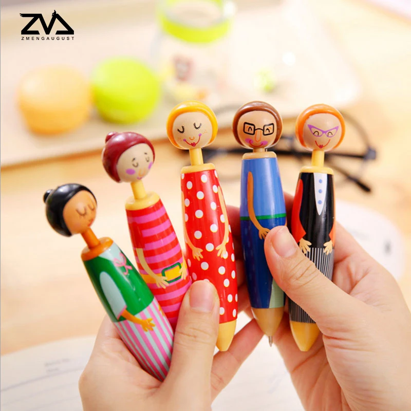 

1pcs korean cartoon ballpoint pen kawaii school Office supplies Toy Little people sketchbook pen cute writing supplies