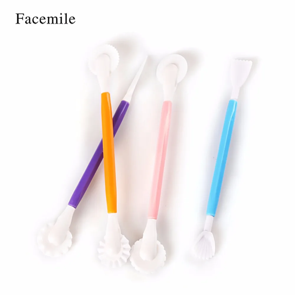 Facemile 4PCS Fondant Cake Pen Decor Set 8 Patterns Flower Sugarcraft Modelling Tool Engraving Cutting Pens | Дом и сад
