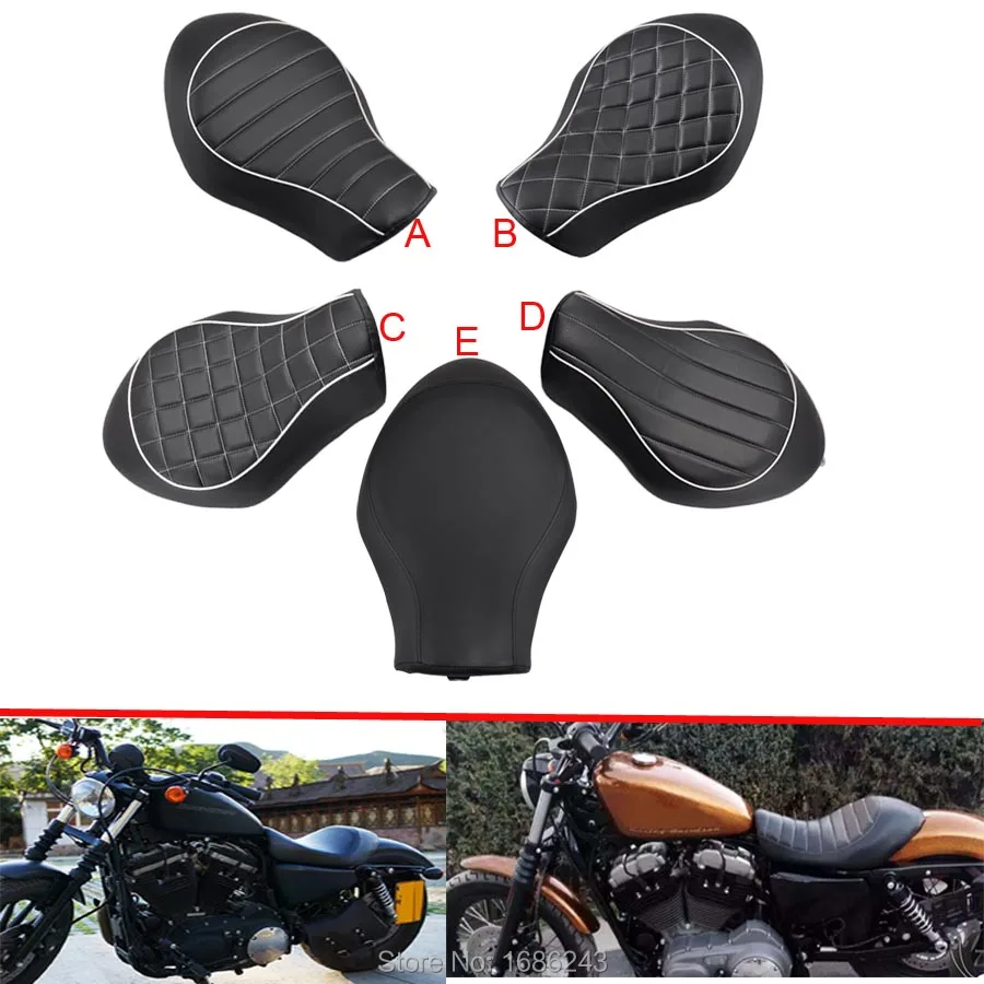 

Motorcycle Soft Solo Seats Front Driver Saddle Cushion Hump Fits For Harley XL883 1200 Custom XL1200C 48 New